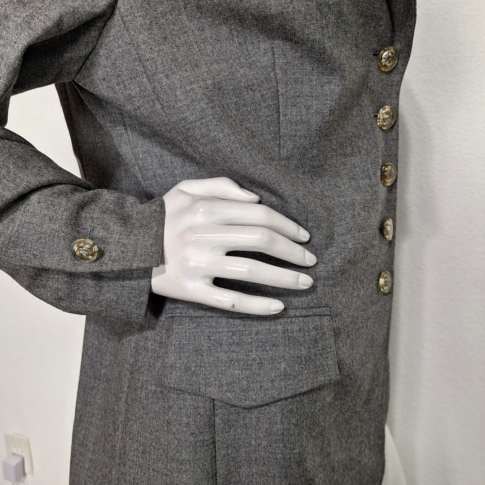 Escada Gray Wool Blend Five Button Front Preppy C… - image 5